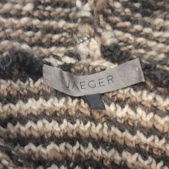 VINTAGE JAEGER Camel Hair & Wool Knit Sweater | Convertible Portrait Neck L - Picture 6 of 11